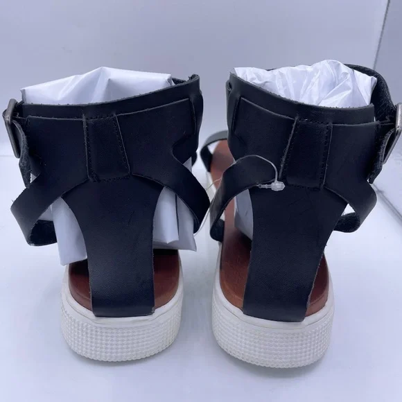 MAURICES black leather ankle strap platform sandals women Size 11 - Picture 11 of 12